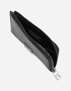 Calfskin card holder with branded plate