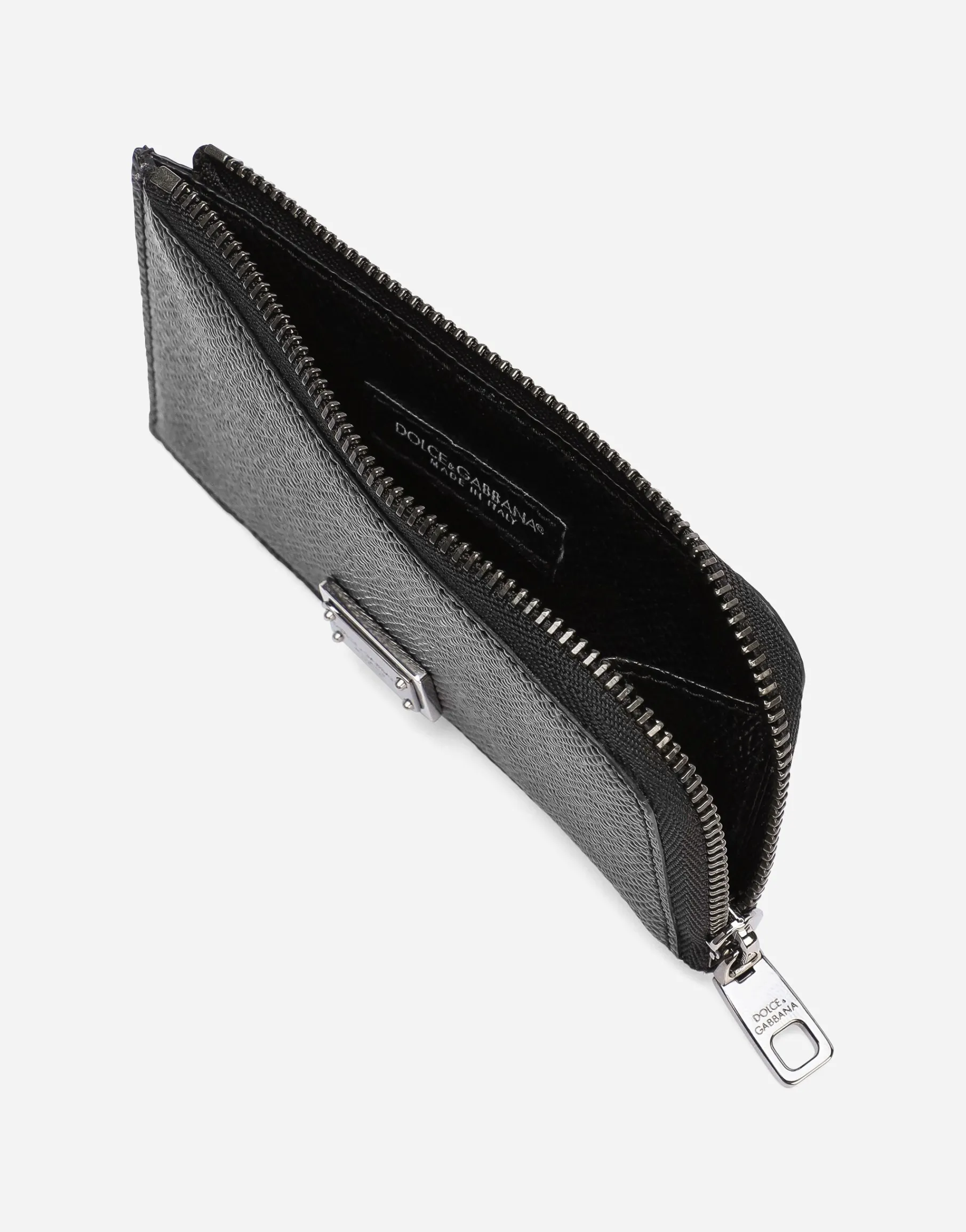 Calfskin card holder with branded plate