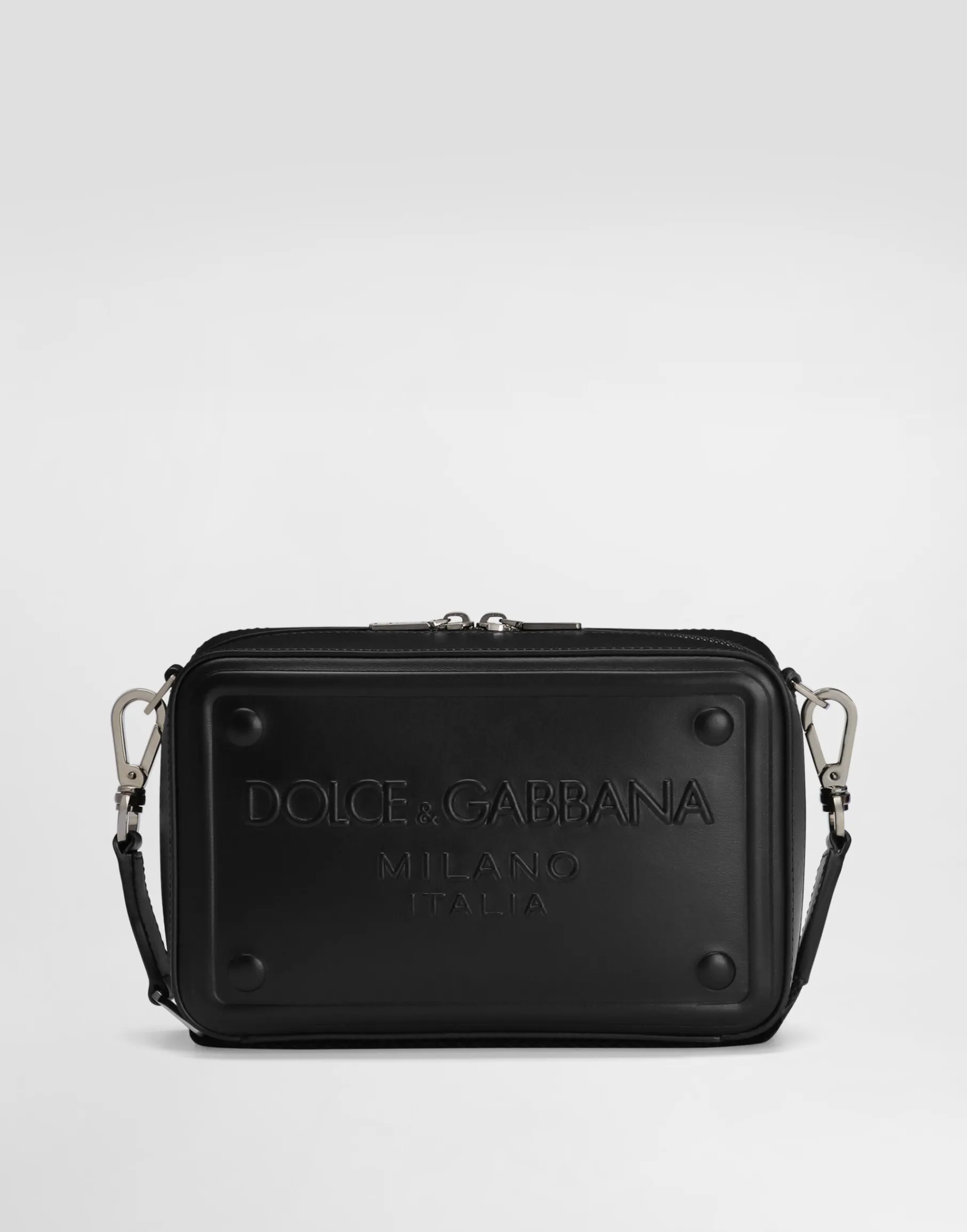Calfskin crossbody bag with raised logo