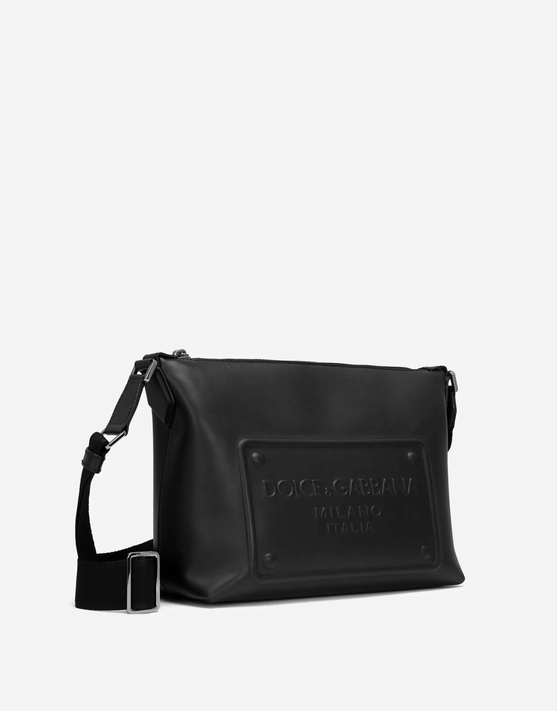 Calfskin crossbody bag with raised logo