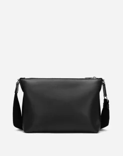 Calfskin crossbody bag with raised logo