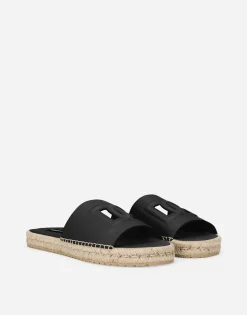 Calfskin espadrille sliders