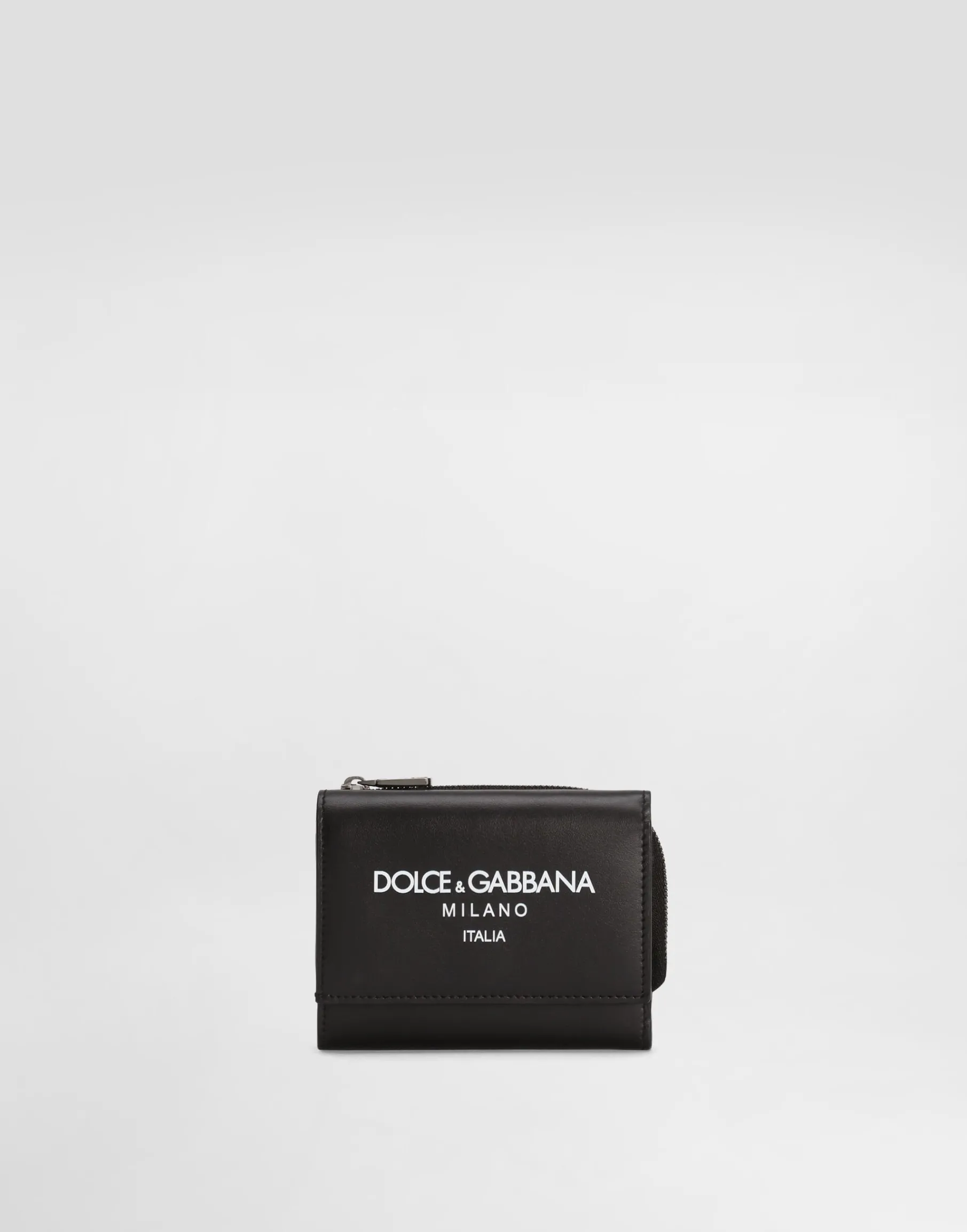 Calfskin French flap wallet with logo