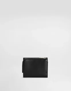 Calfskin French flap wallet with raised logo