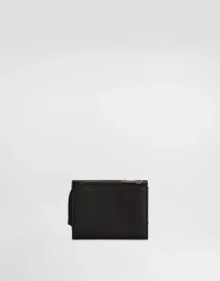 Calfskin French flap wallet with logo