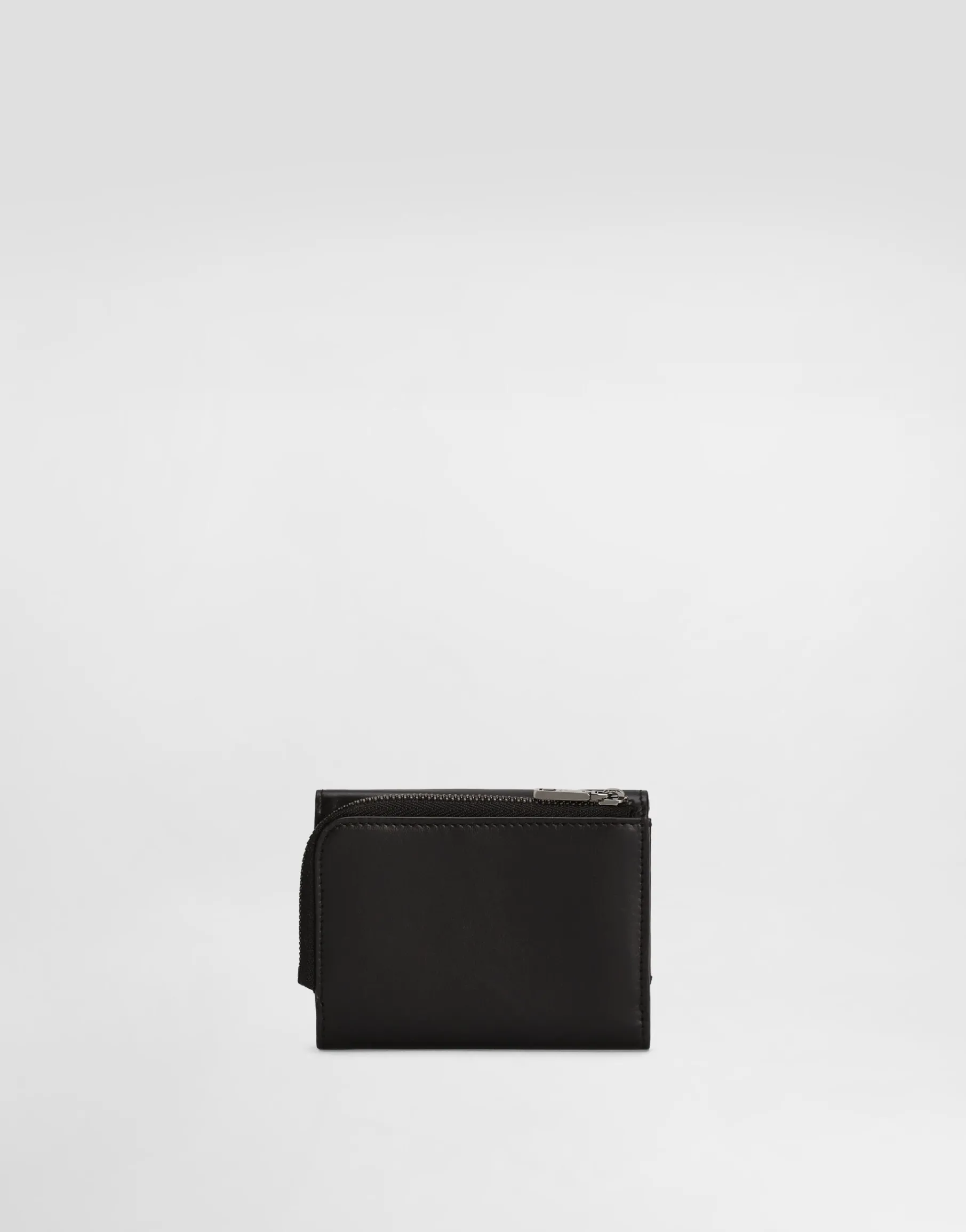 Calfskin French flap wallet with logo