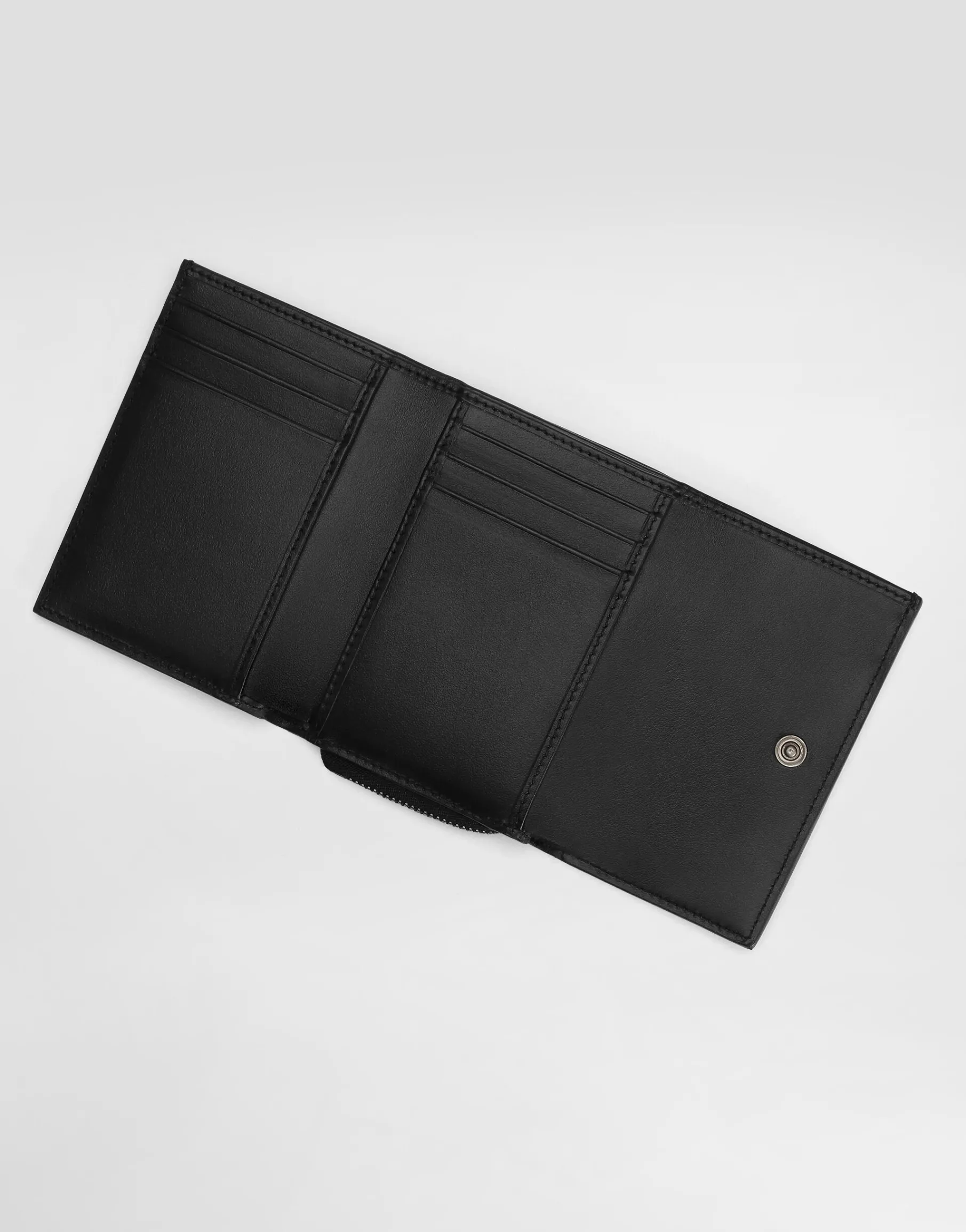 Calfskin French flap wallet with logo