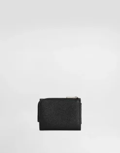 Calfskin French-flap wallet with logo tag