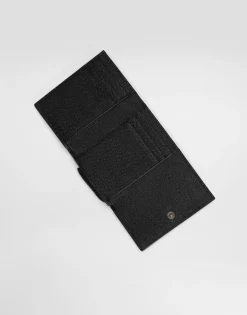 Calfskin French-flap wallet with logo tag
