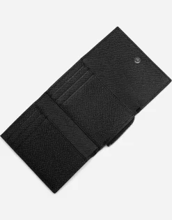 Calfskin French-flap wallet with logo tag