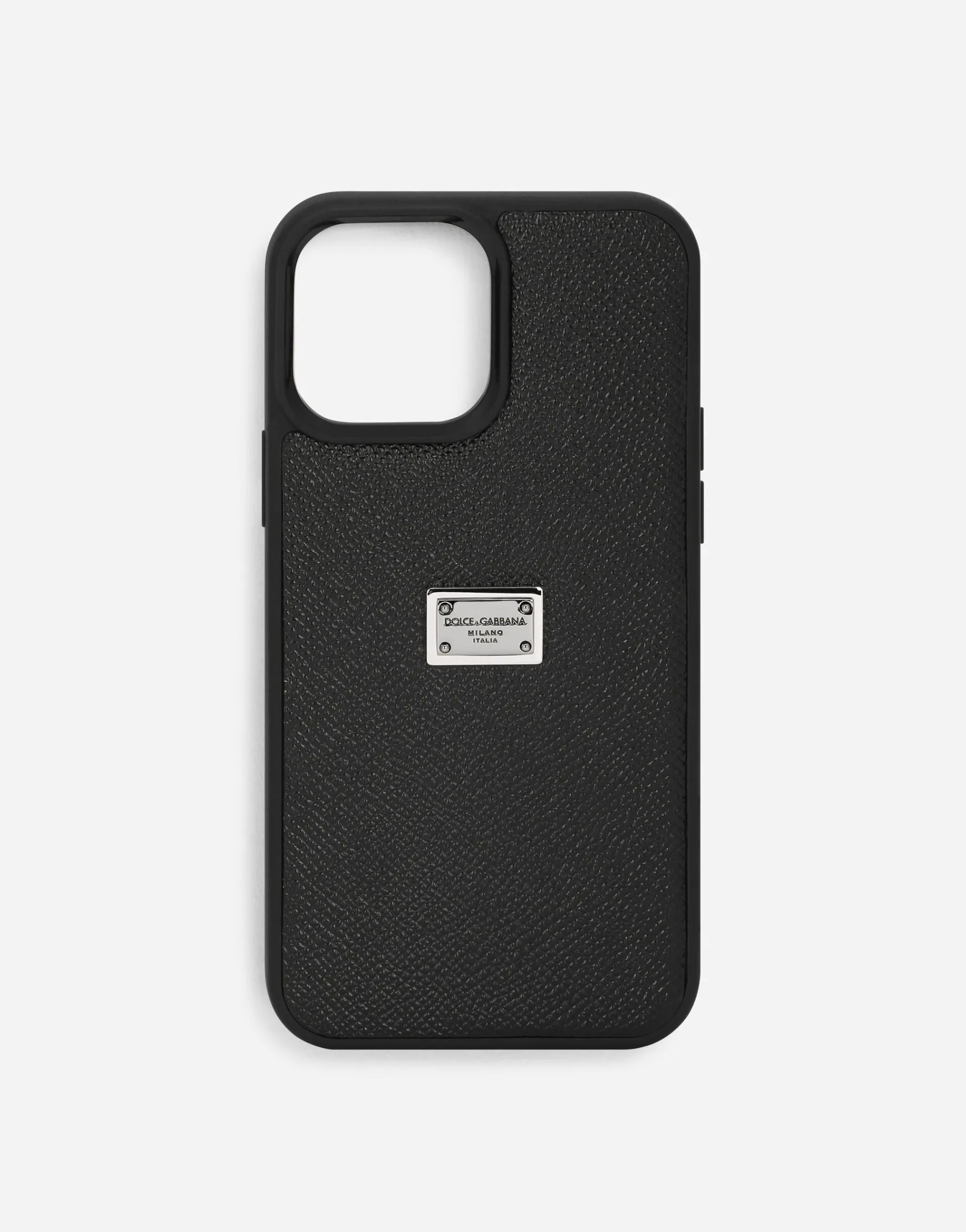 Calfskin iPhone 13 Pro Max cover with logo tag