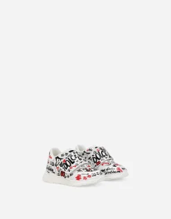 Calfskin low-top sneakers with graffiti print
