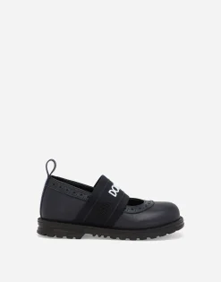 Calfskin nappa ballet flats with branded elastic