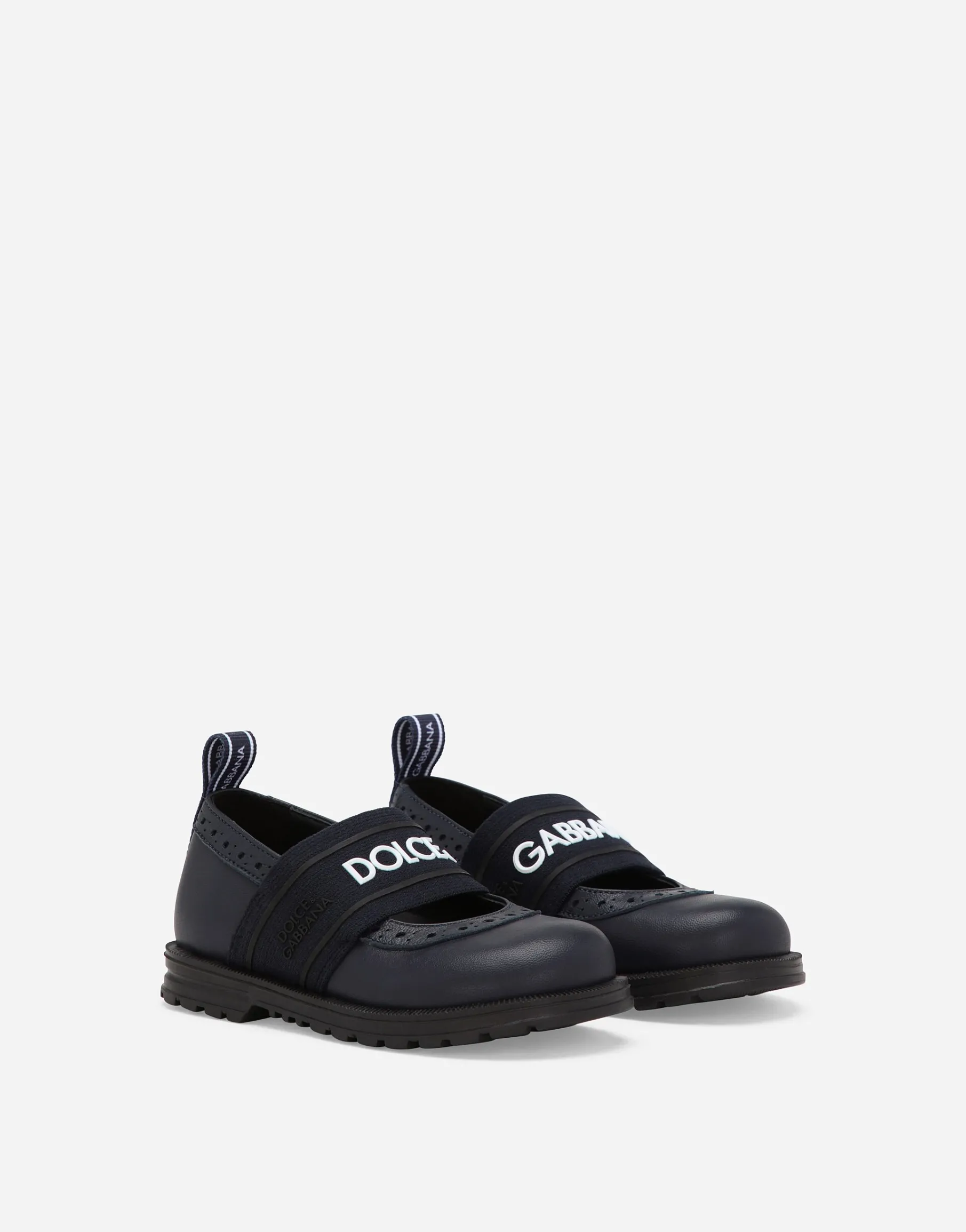 Calfskin nappa ballet flats with branded elastic