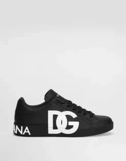 Calfskin nappa Portofino sneakers with DG logo print