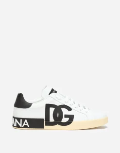 Calfskin nappa Portofino sneakers with DG logo print