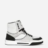 Calfskin New Roma high-top sneakers with fusible rhinestones