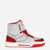 Calfskin New Roma high-top sneakers with fusible rhinestones