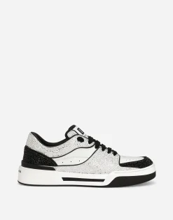 Calfskin New Roma sneakers with fusible rhinestones