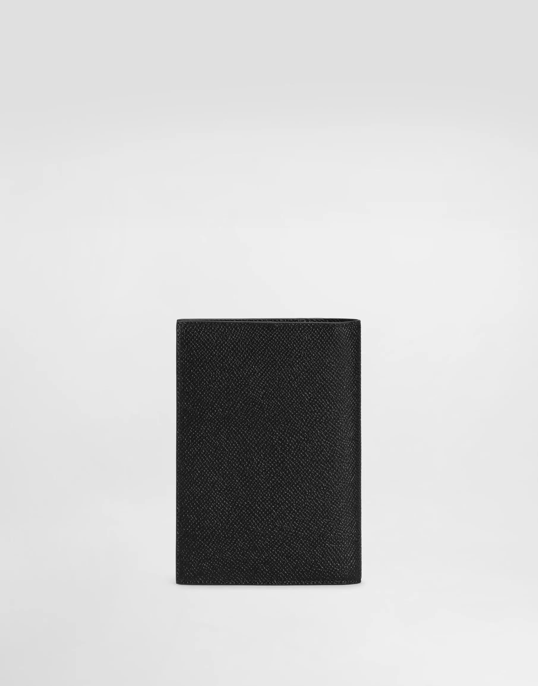 Calfskin passport holder with logo tag