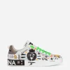 Calfskin Portofino sneakers with embroidery and studs