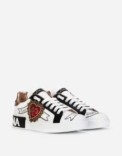 Calfskin Portofino sneakers with embroidery