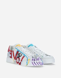 Calfskin Portofino sneakers with lettering