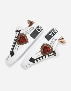 Calfskin Portofino sneakers with embroidery