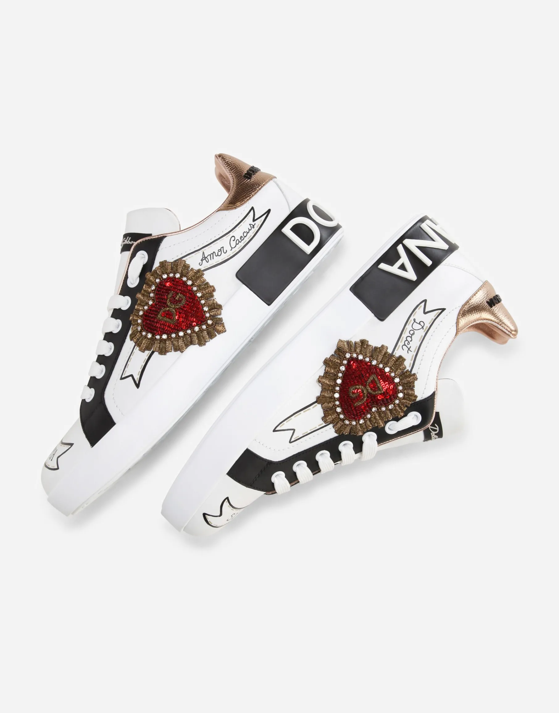 Calfskin Portofino sneakers with embroidery