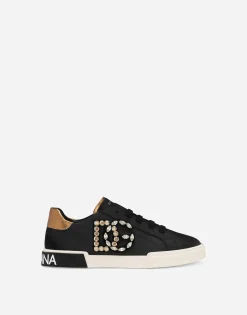 Calfskin Portofino Vintage low-top sneakers with DG logo
