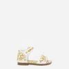 Calfskin sandals with yellow majolica print