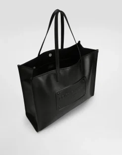 Calfskin shopper with raised logo
