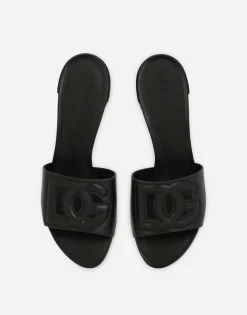 Calfskin sliders with DG logo