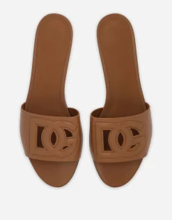 Calfskin sliders with DG logo