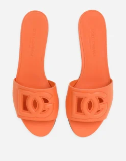 Calfskin sliders with DG logo
