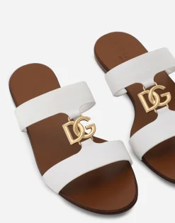 Calfskin sliders with DG logo