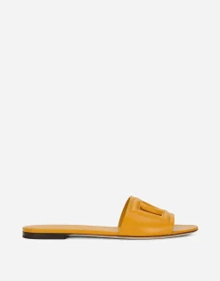 Calfskin slides with DG logo