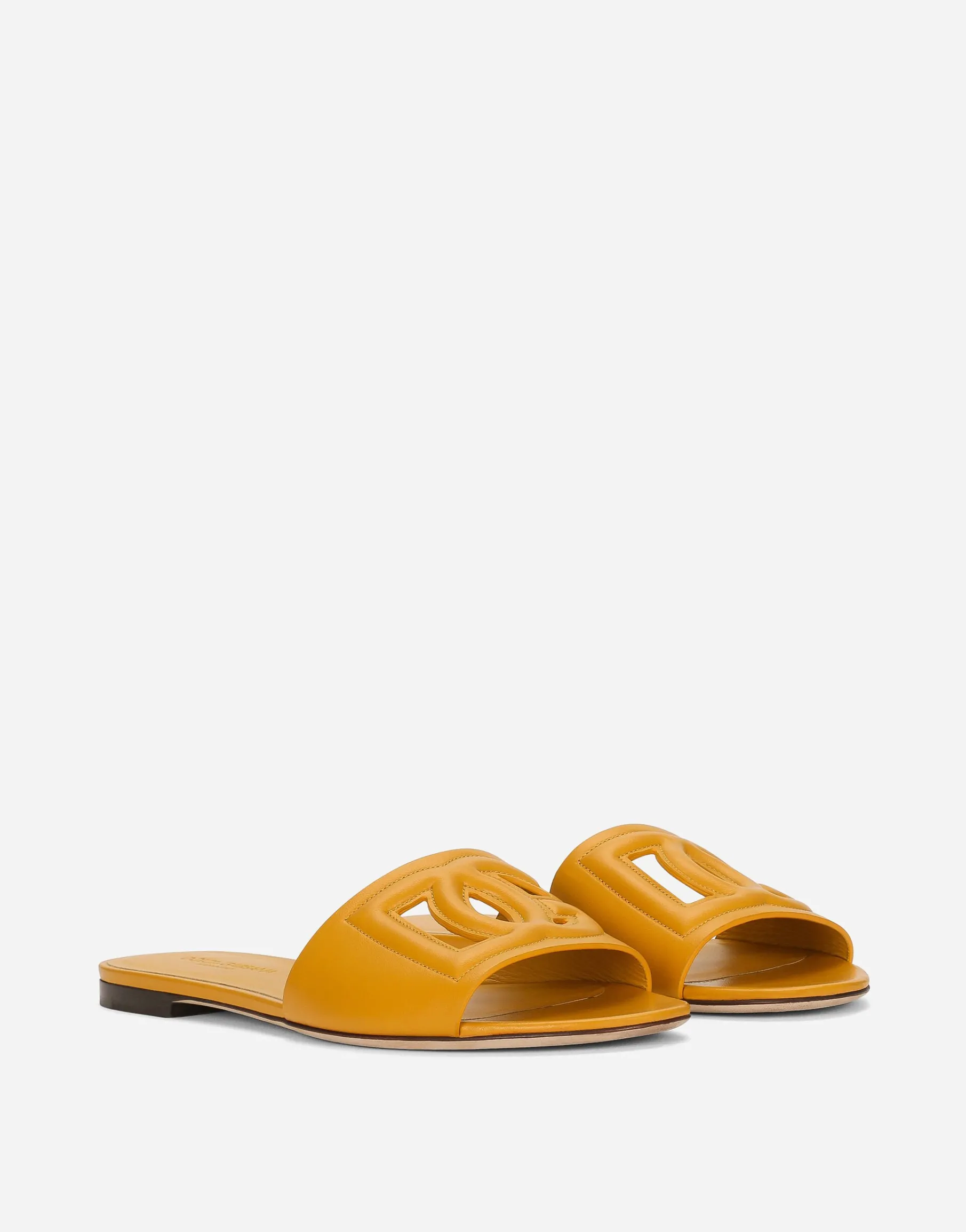 Calfskin slides with DG logo