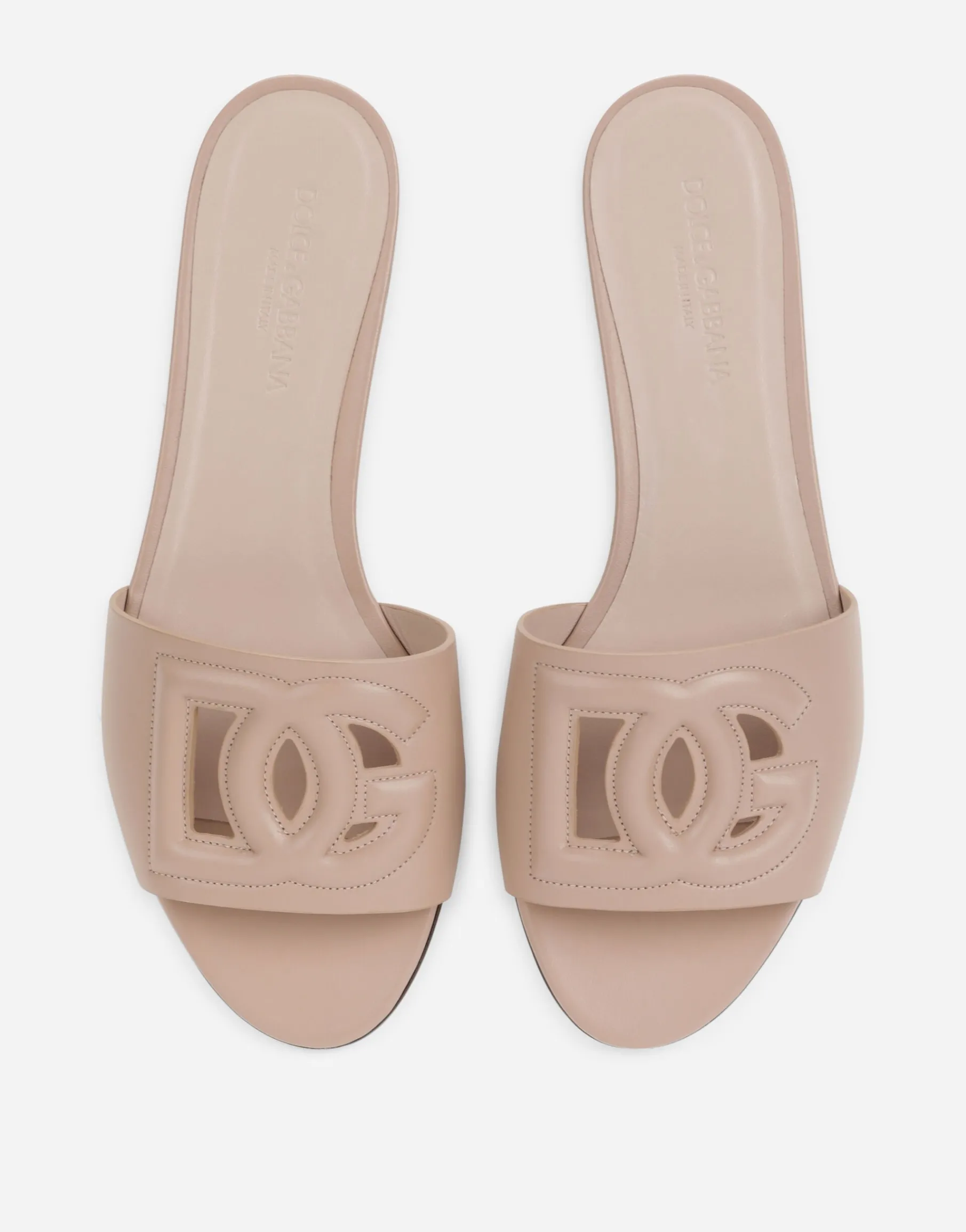 Calfskin slides with DG logo