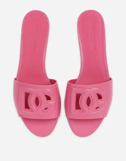 Calfskin slides with DG logo