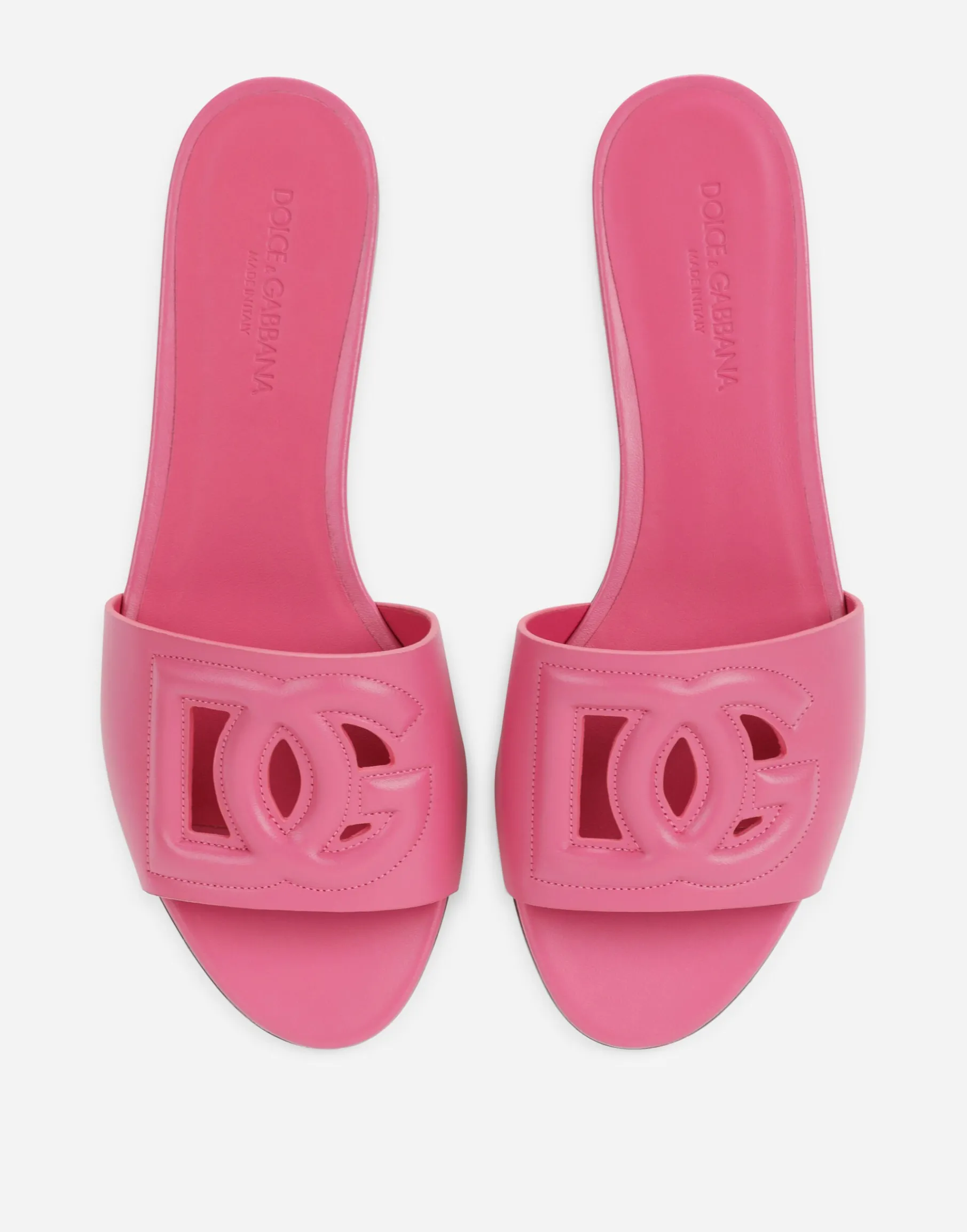 Calfskin slides with DG logo