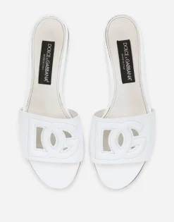 Calfskin slides with DG logo