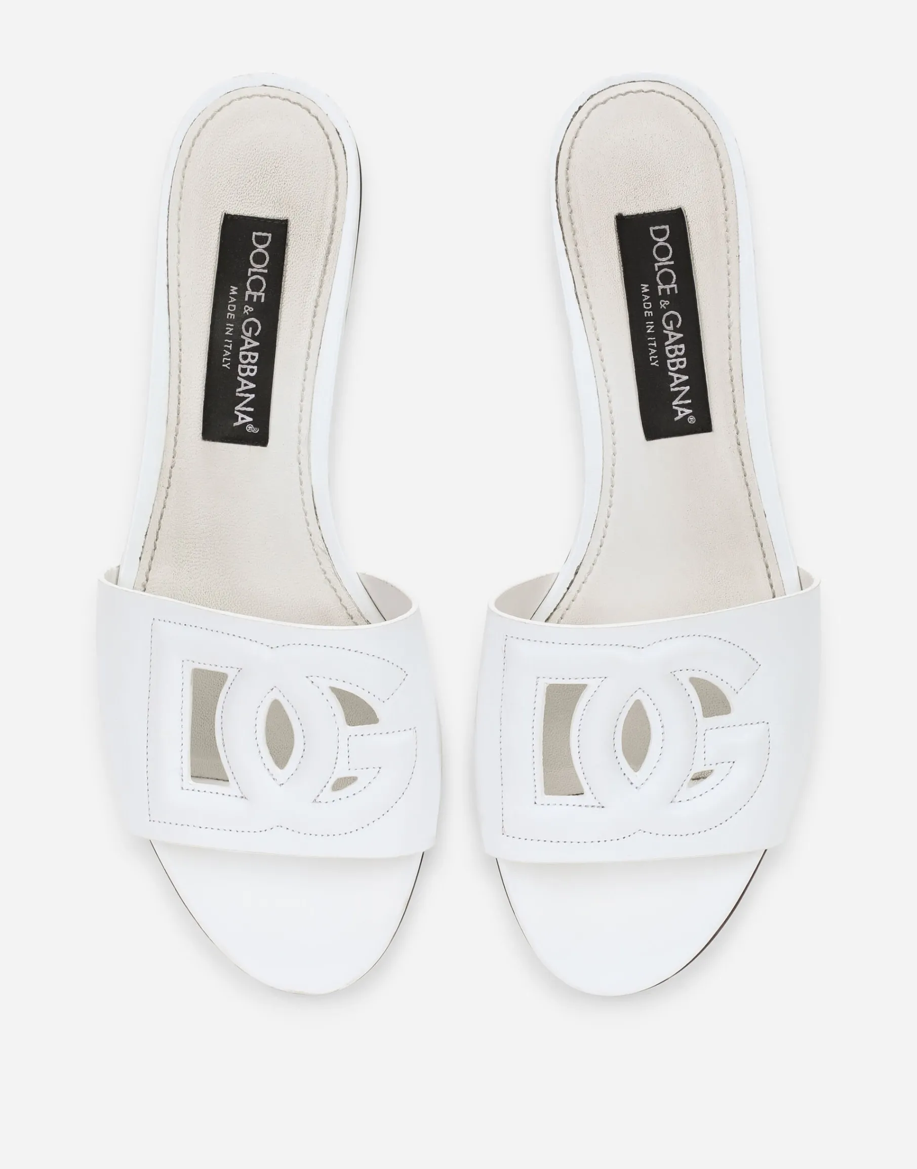 Calfskin slides with DG logo