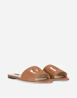 Calfskin slides with DG Millennials logo
