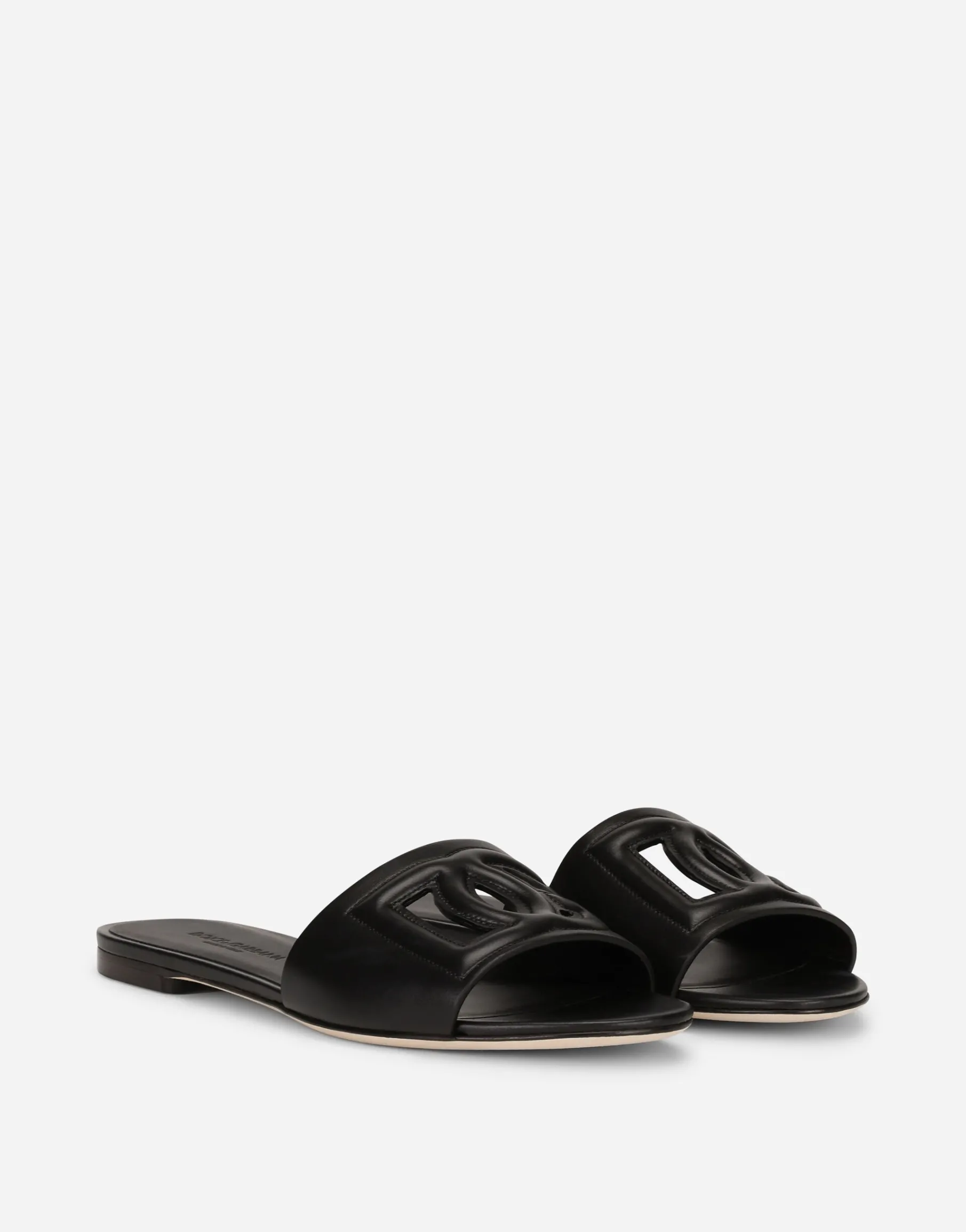 Calfskin slides with DG Millennials logo
