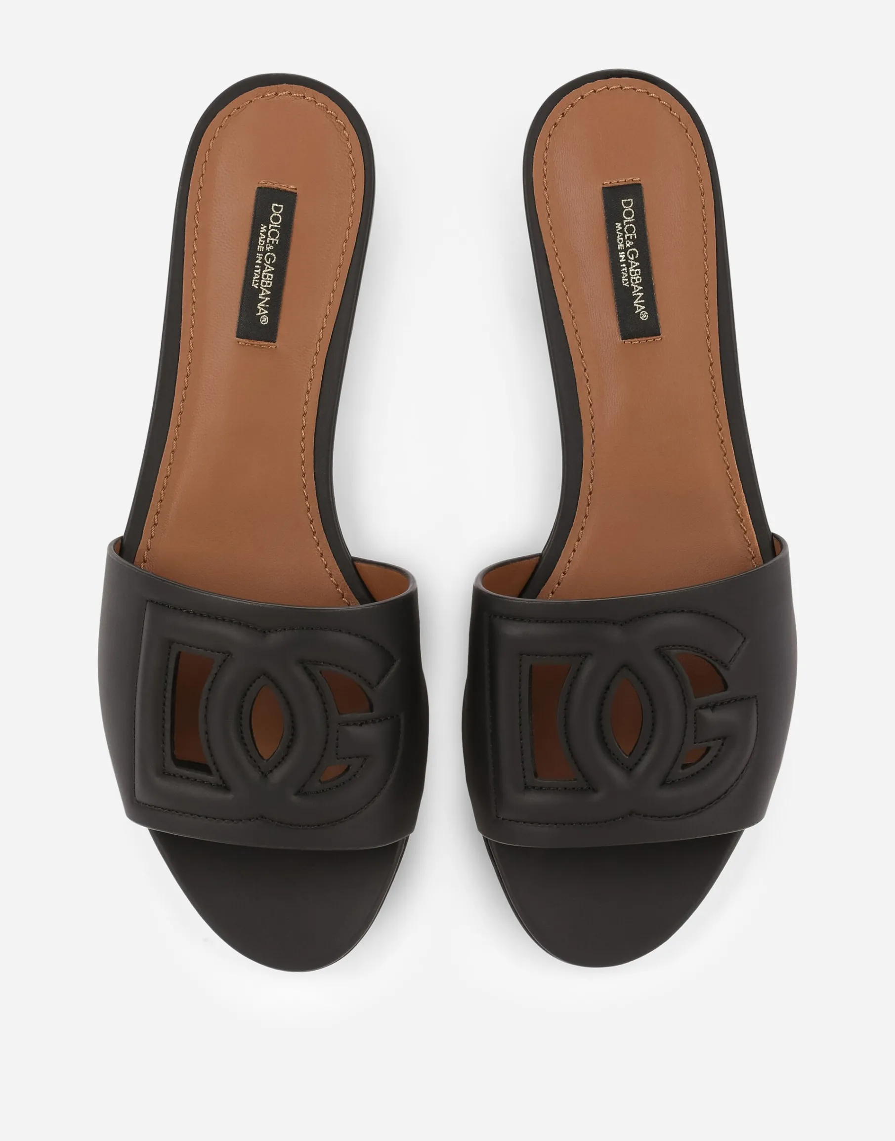 Calfskin slides with DG Millennials logo