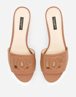Calfskin slides with DG Millennials logo