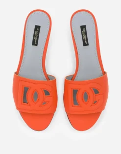 Calfskin slides with DG Millennials logo