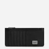 Calfskin vertical card holder with logo tag