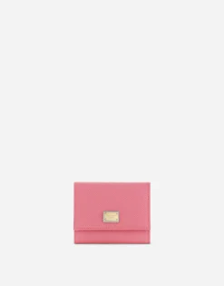 Calfskin wallet with branded plate